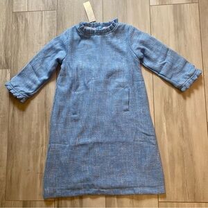 NWT The Oaks Apparel Blue Textured Tweed Ruffled Kate Dress, girls size 12